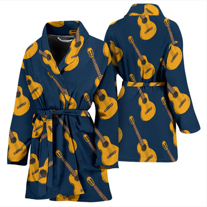 Acoustic Guitar Pattern Print Design 04 Women Bathrobe