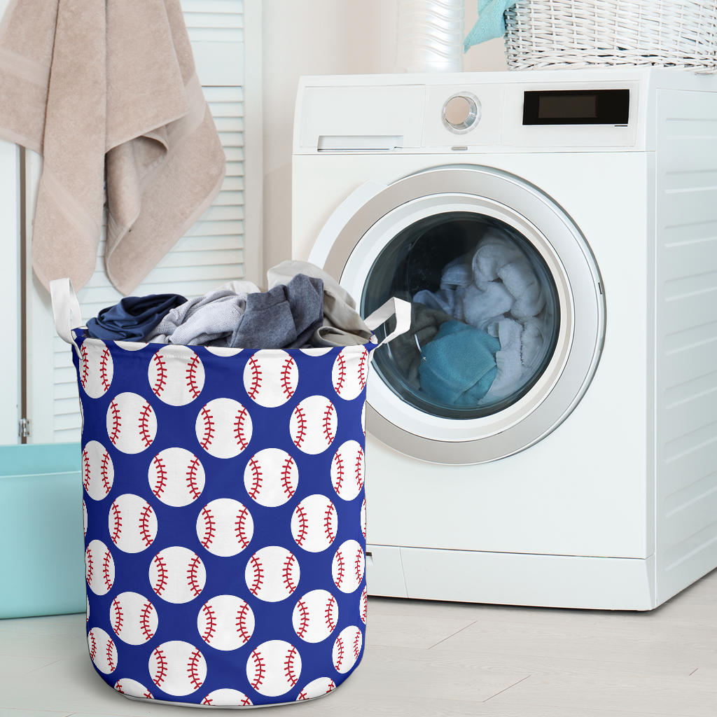 Baseball Blue Background Laundry Basket