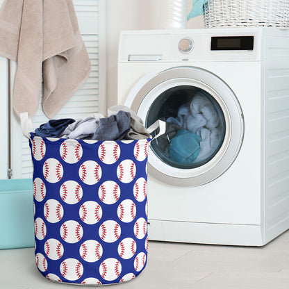 Baseball Blue Background Laundry Basket