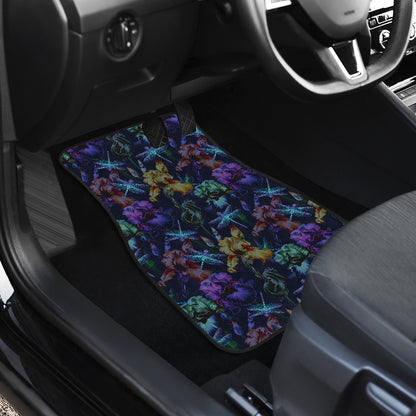 Dragonfly With Floral Print Pattern Car Floor Mats Front Back