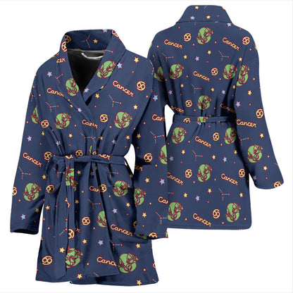 Cancer Zodiac Pattern Print Design 03 Women Bathrobe