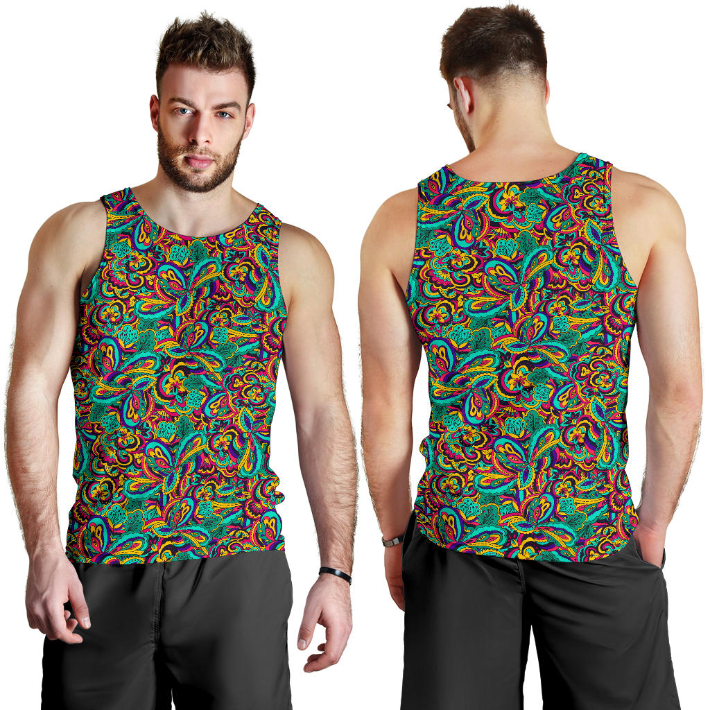 Psychedelic Trippy Floral Design Men Tank Top