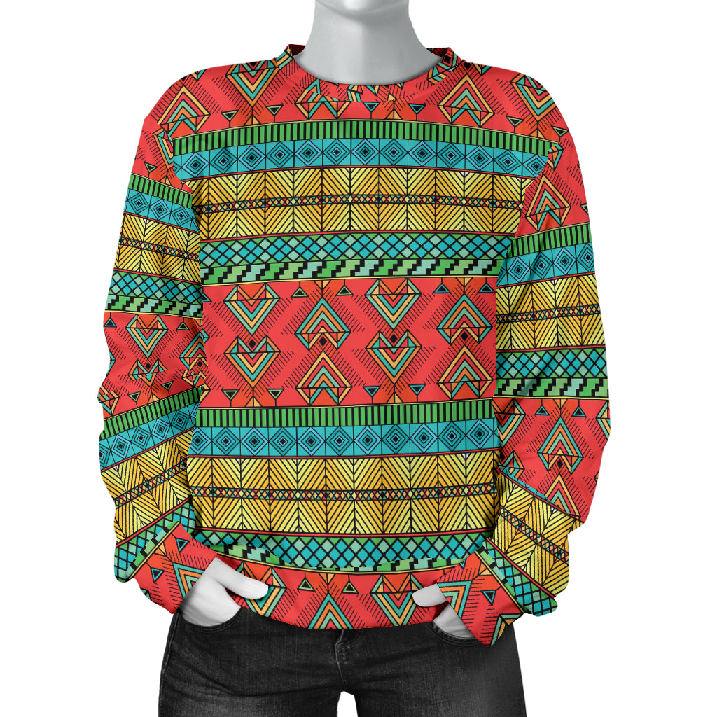 African Colorful Zigzag Print Pattern Women Long Sleeve Sweatshirt
