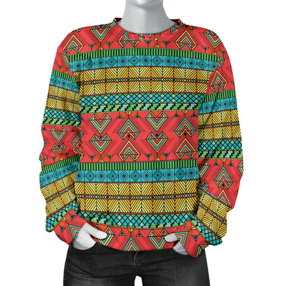 African Colorful Zigzag Print Pattern Women Long Sleeve Sweatshirt