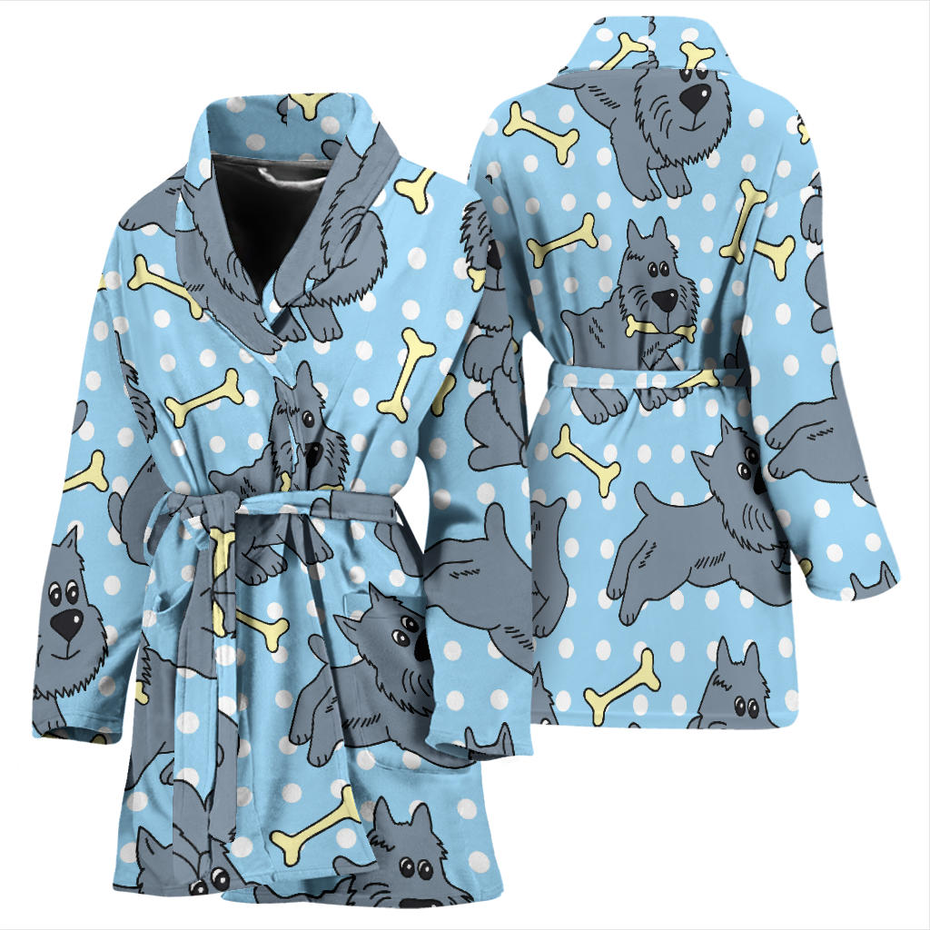 Schnauzers Pattern Print Design A02 Women Bathrobe