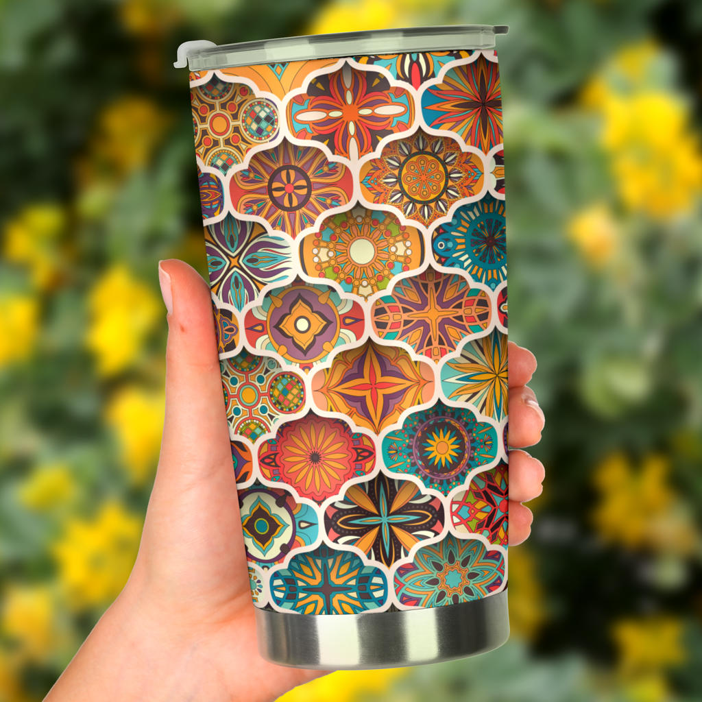 Mandala Mosaic Themed Design Print Tumbler