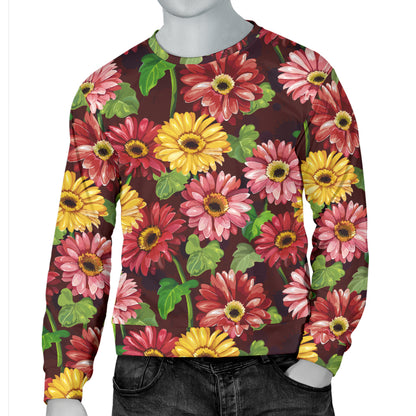 Daisy Gerbera Print Pattern Men Long Sleeve Sweatshirt