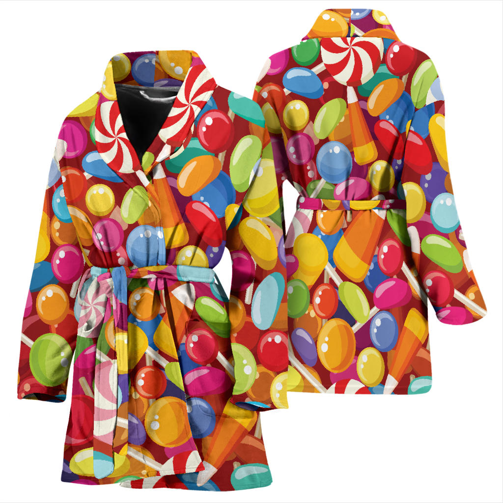 Candy Pattern Print Design 02 Women Bathrobe