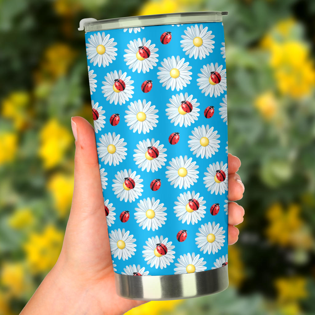 Ladybug with Daisy Themed Print Pattern Tumbler