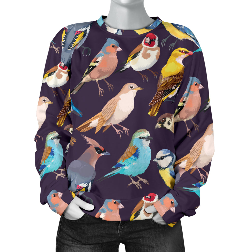 Bird Cute Print Pattern Women Long Sleeve Sweatshirt