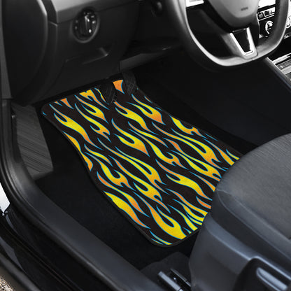 Flame Fire Yellow Pattern Car Floor Mats Front Back