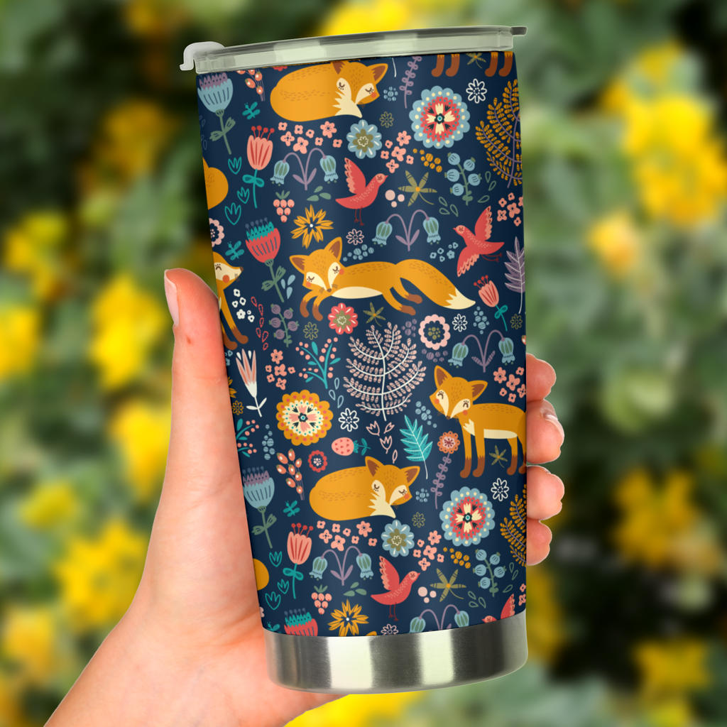 Fox Cute Jungle Print Pattern Tumbler
