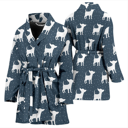 Chihuahua Pattern Print Design 03 Women Bathrobe