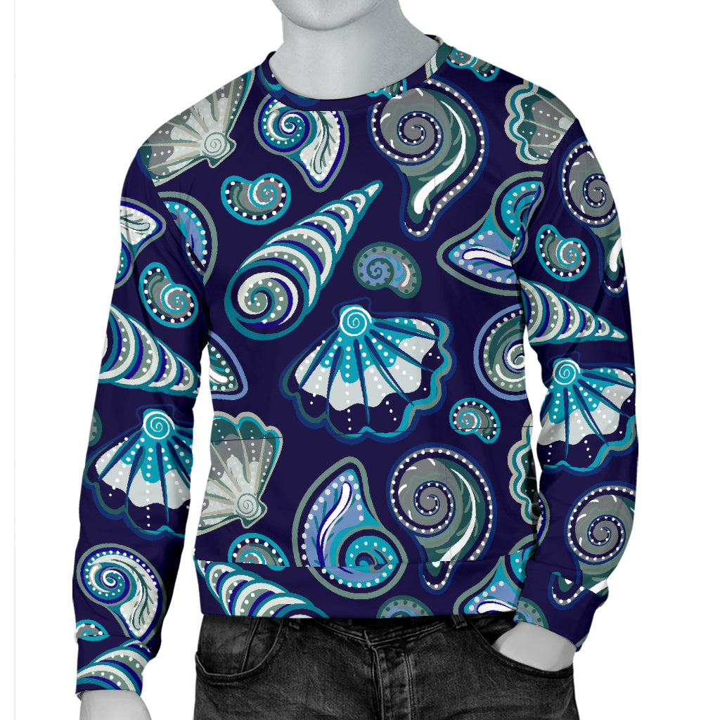 Beach Seashell Blue Print Men Long Sleeve Sweatshirt
