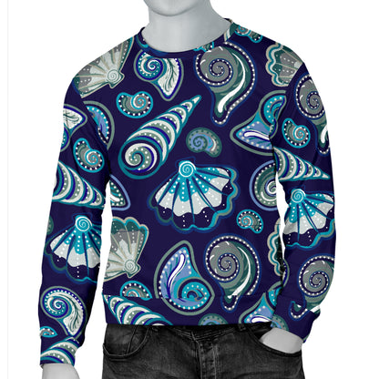 Beach Seashell Blue Print Men Long Sleeve Sweatshirt