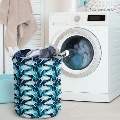 Shark Design Print Laundry Basket