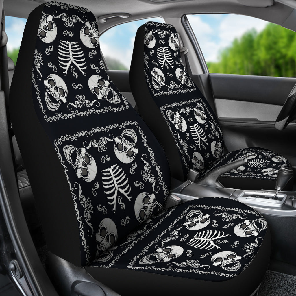 Bandana Skull Black White Print Design LKS306 Car Seat Covers