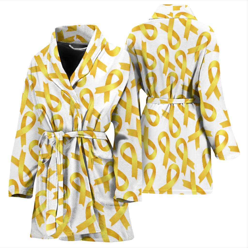 Childhood cancer Pattern Print Design 02 Women Bathrobe