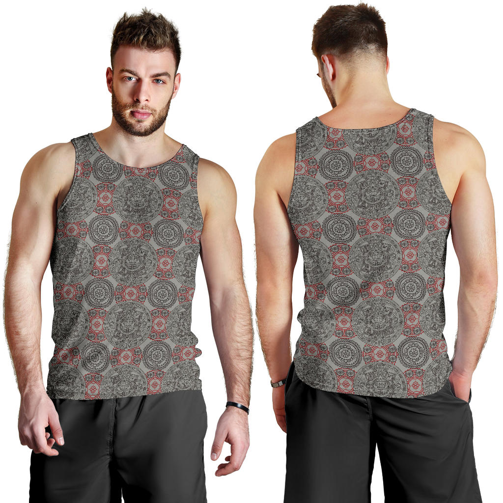 Calendar Aztec Style Print Pattern Men Tank Top