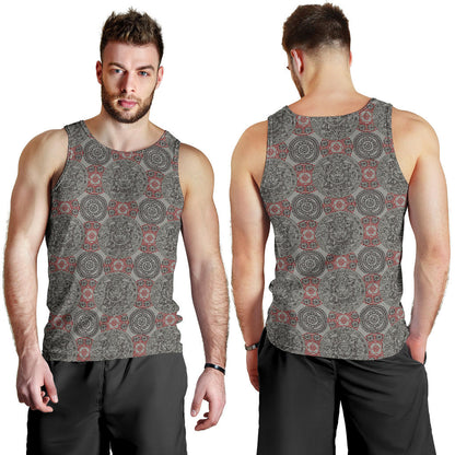 Calendar Aztec Style Print Pattern Men Tank Top
