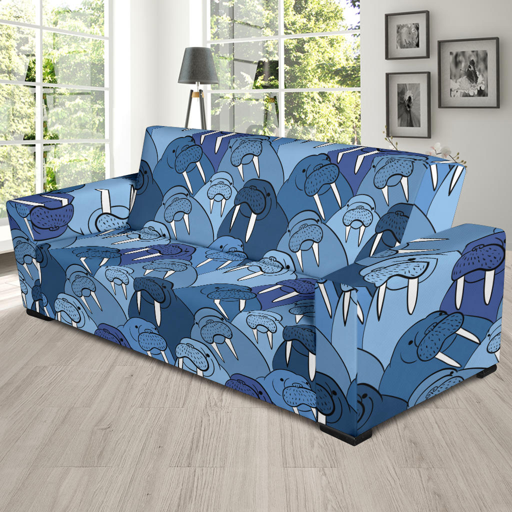 Walrus Pattern Print Design 01 Sofa Slipcover