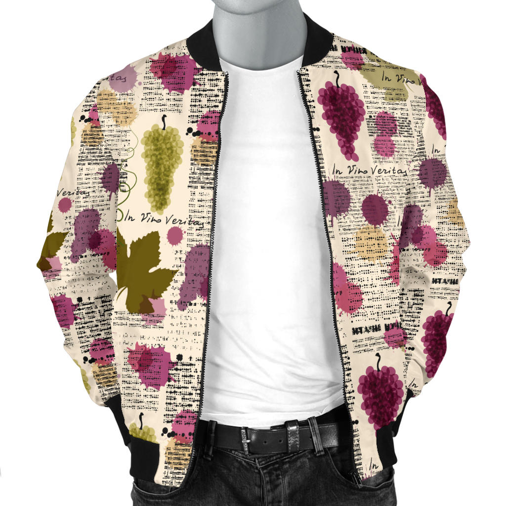Wine Style Design Print Men Bomber Jacket