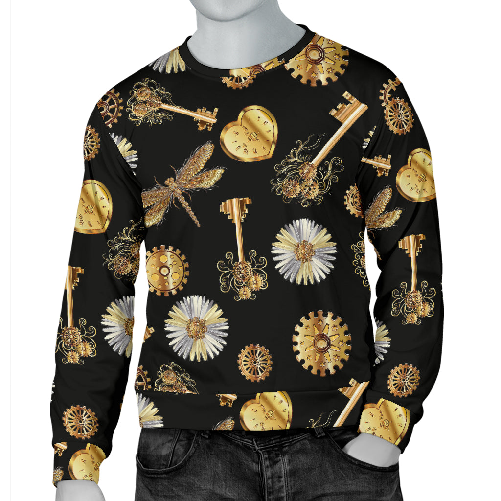 Steampunk Dragonfly Design Themed Print Men Long Sleeve Sweatshirt