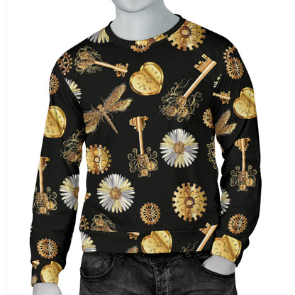 Steampunk Dragonfly Design Themed Print Men Long Sleeve Sweatshirt