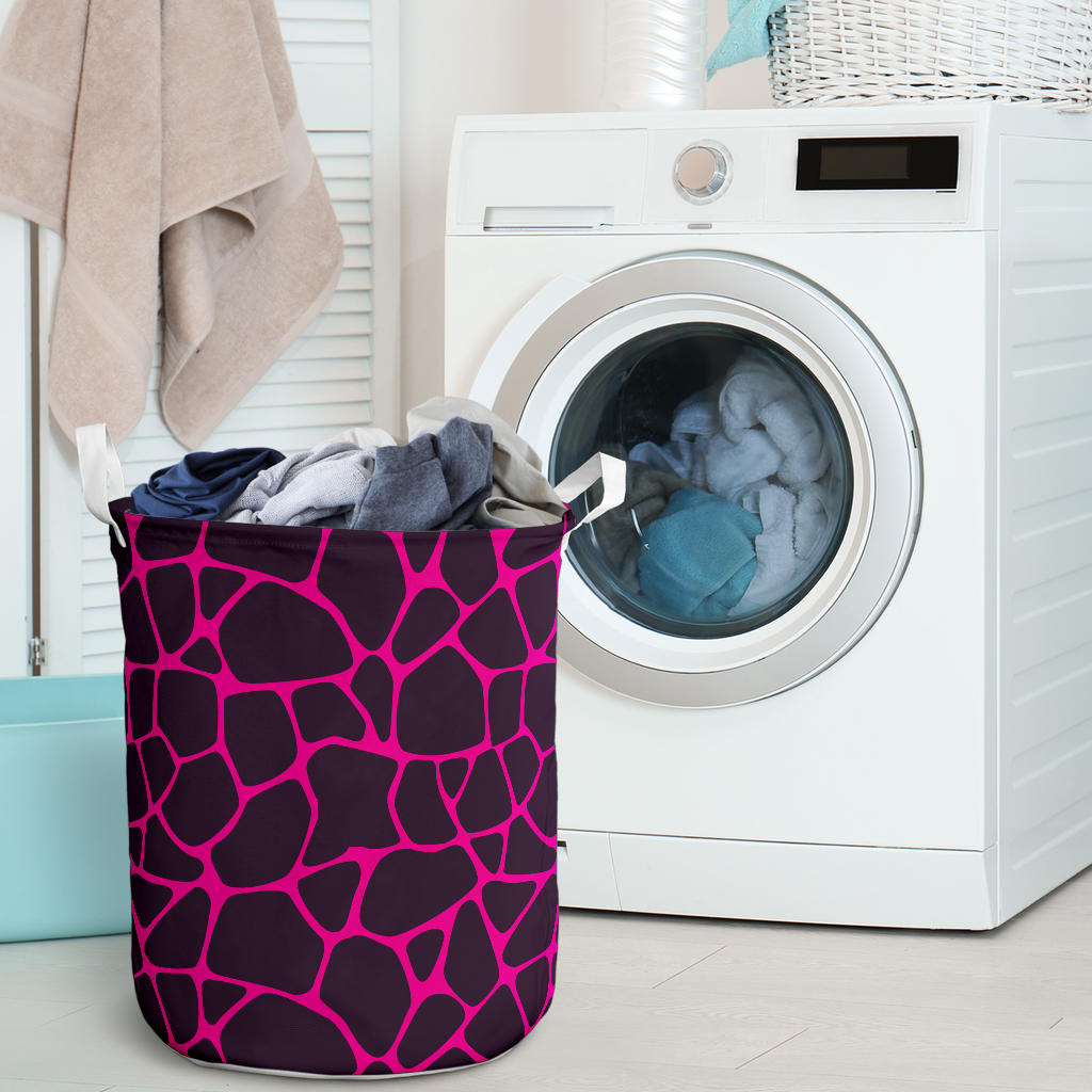 Giraffe Pink Background Texture Print Laundry Basket
