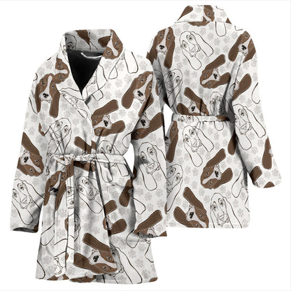 Basset Hound Pattern Print Design 01 Women Bathrobe