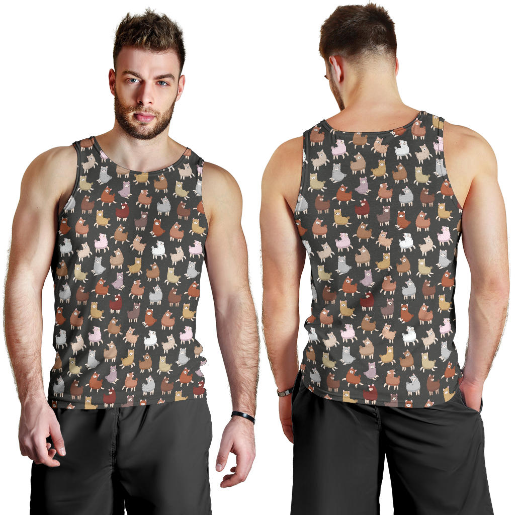 Alpaca Cute Design Themed Print Men Tank Top