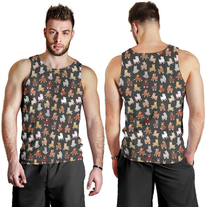 Alpaca Cute Design Themed Print Men Tank Top