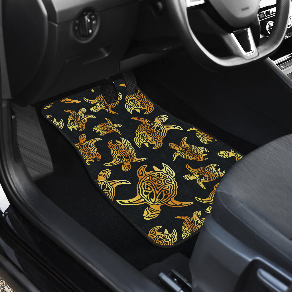 Gold Tribal Turtle Polynesian Themed Car Floor Mats Front Back