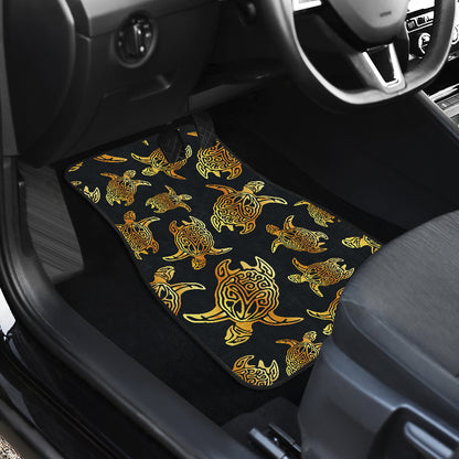 Gold Tribal Turtle Polynesian Themed Car Floor Mats Front Back