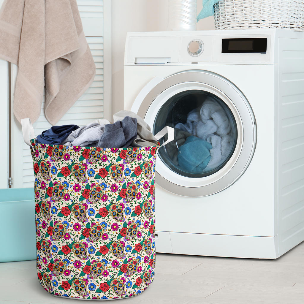 Sugar Skull Colorful Themed Print Laundry Basket