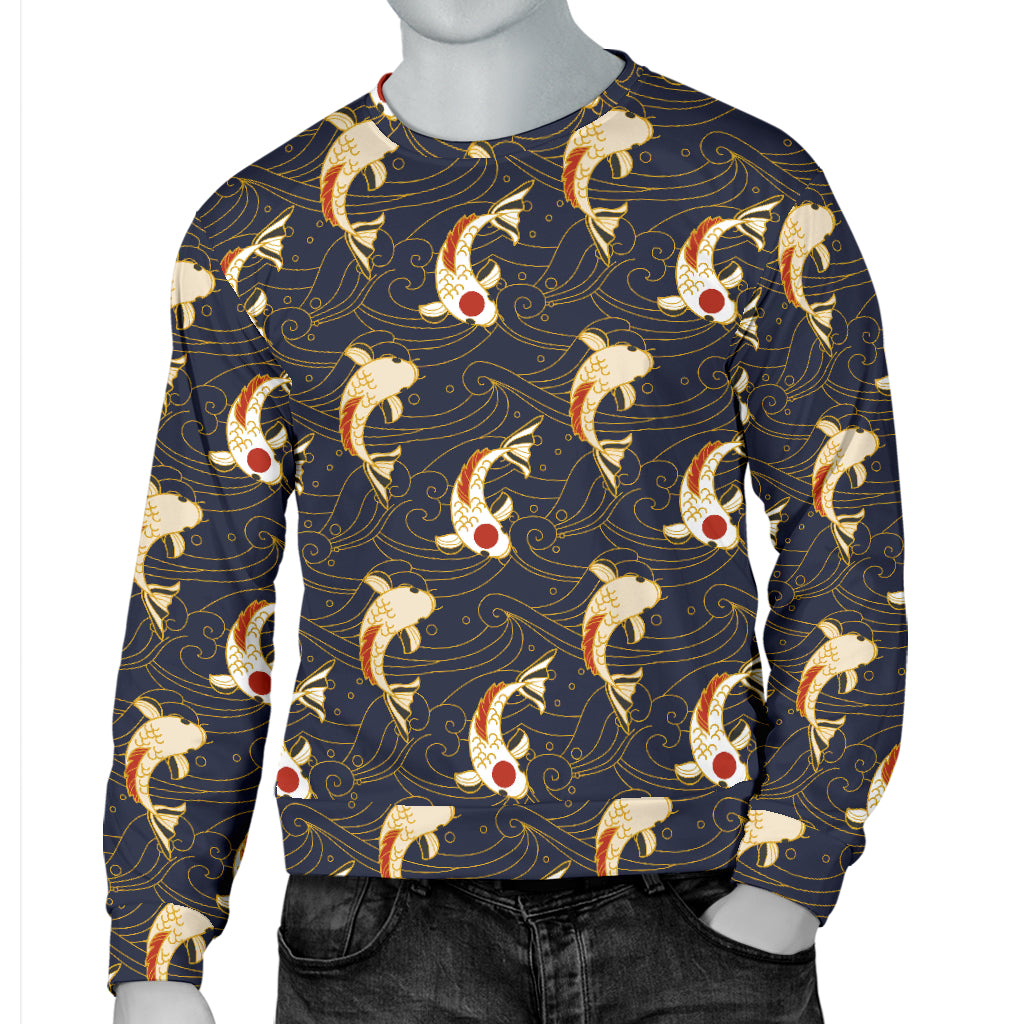 Koi Carp Japanese Design Themed Print Men Long Sleeve Sweatshirt