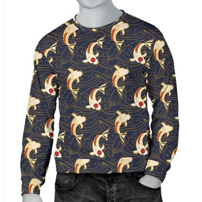 Koi Carp Japanese Design Themed Print Men Long Sleeve Sweatshirt