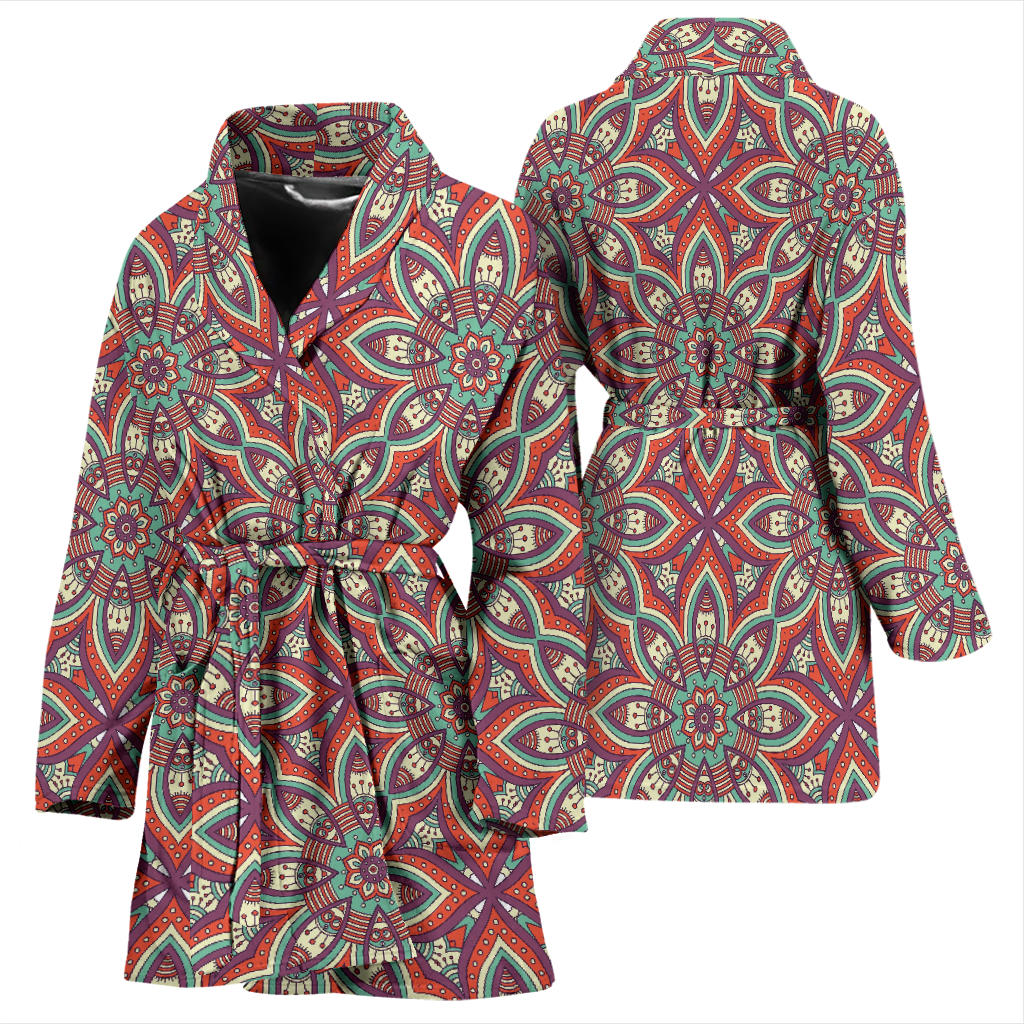 Bohemian Pattern Print Design 03 Women Bathrobe