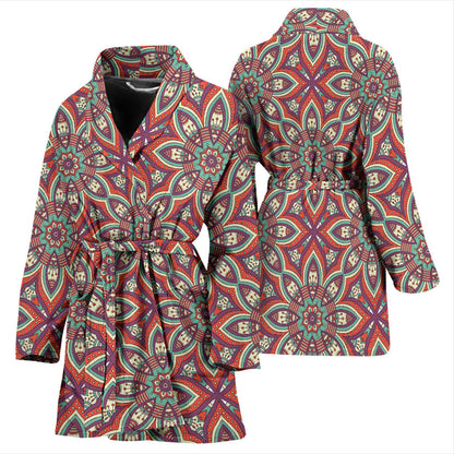 Bohemian Pattern Print Design 03 Women Bathrobe