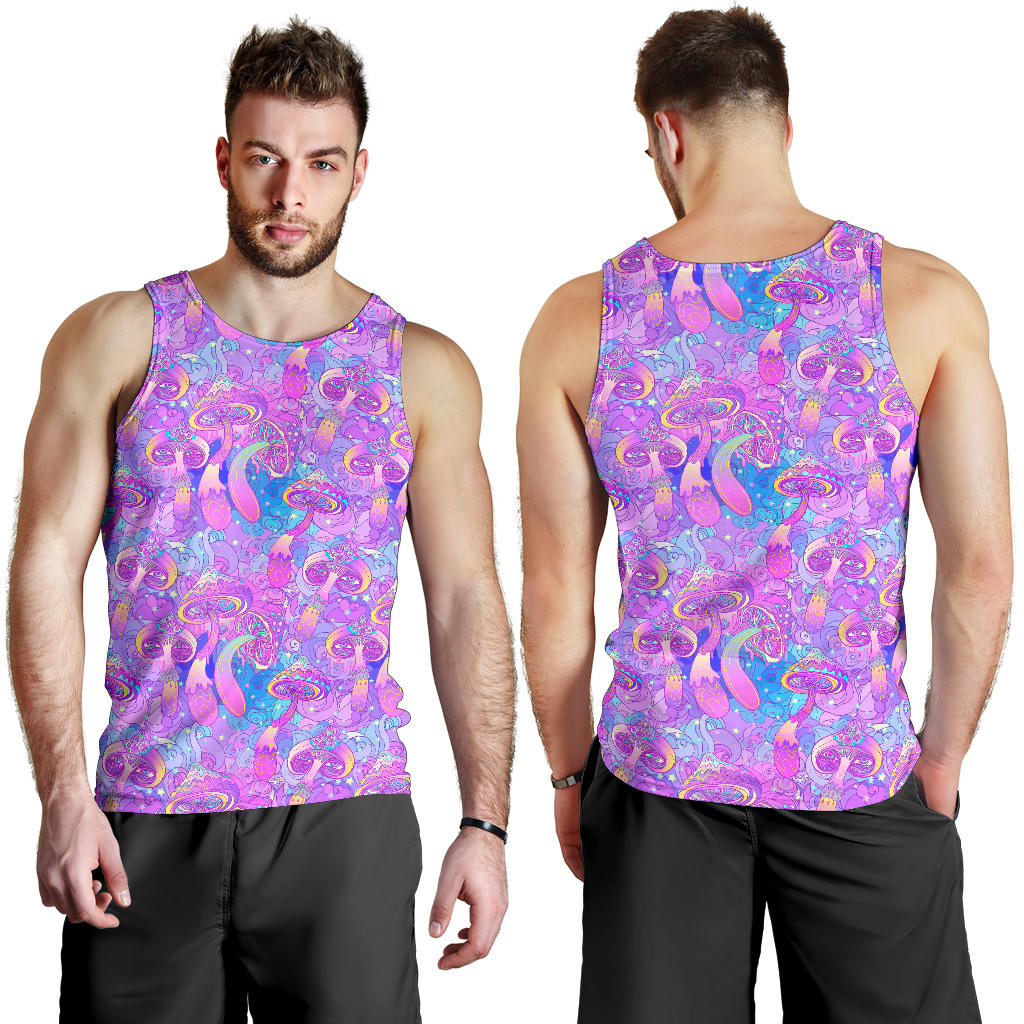 Psychedelic Trippy Mushroom Print Men Tank Top