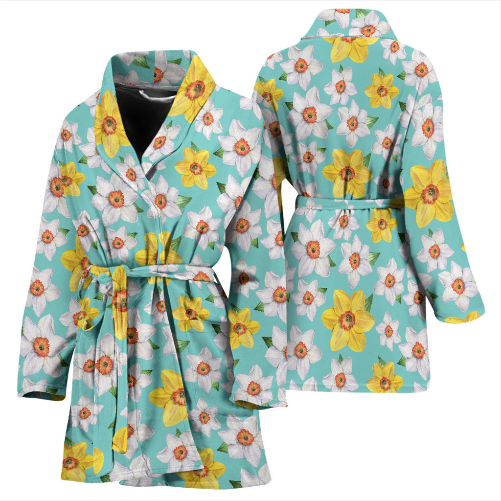 Daffodils Pattern Print Design 02 Women Bathrobe