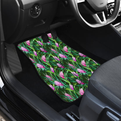 Tropical Folower Pink Heliconia Print Car Floor Mats Front Back