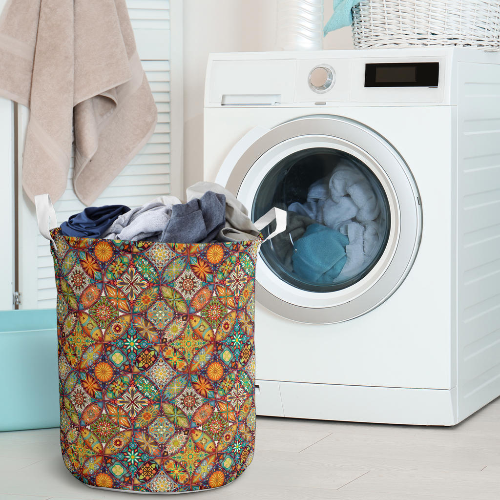 Mandala Flower Themed Design Print Laundry Basket