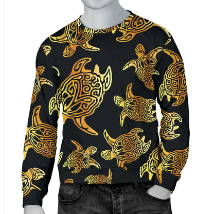 Gold Tribal Turtle Polynesian Themed Men Long Sleeve Sweatshirt