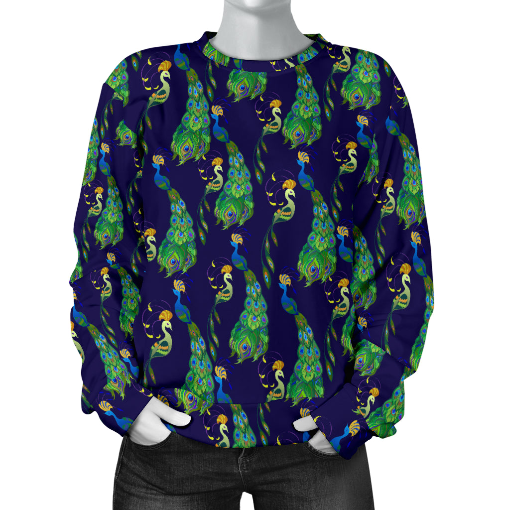 Peacock Art Design Print Women Long Sleeve Sweatshirt