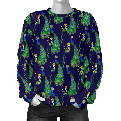 Peacock Art Design Print Women Long Sleeve Sweatshirt