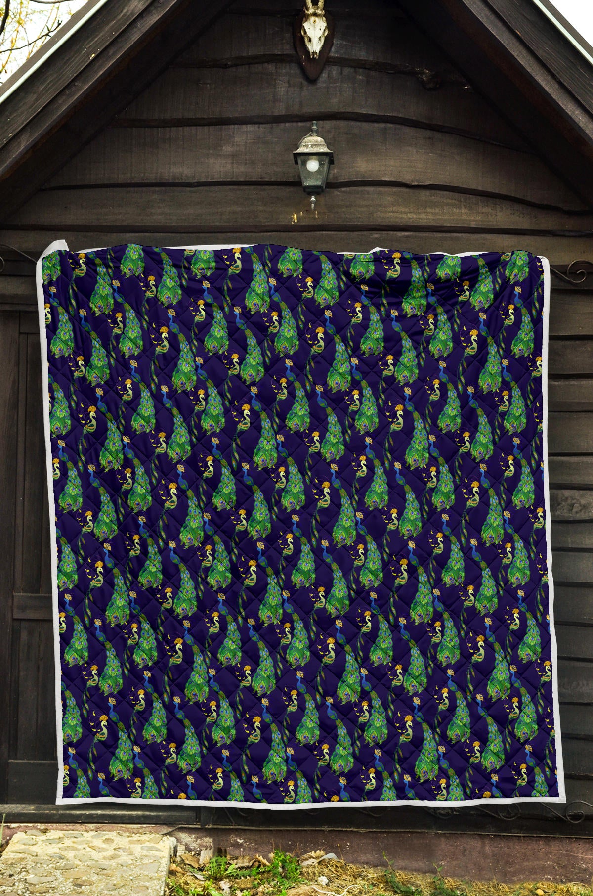 Peacock Art Design Print Quilt Bedspread