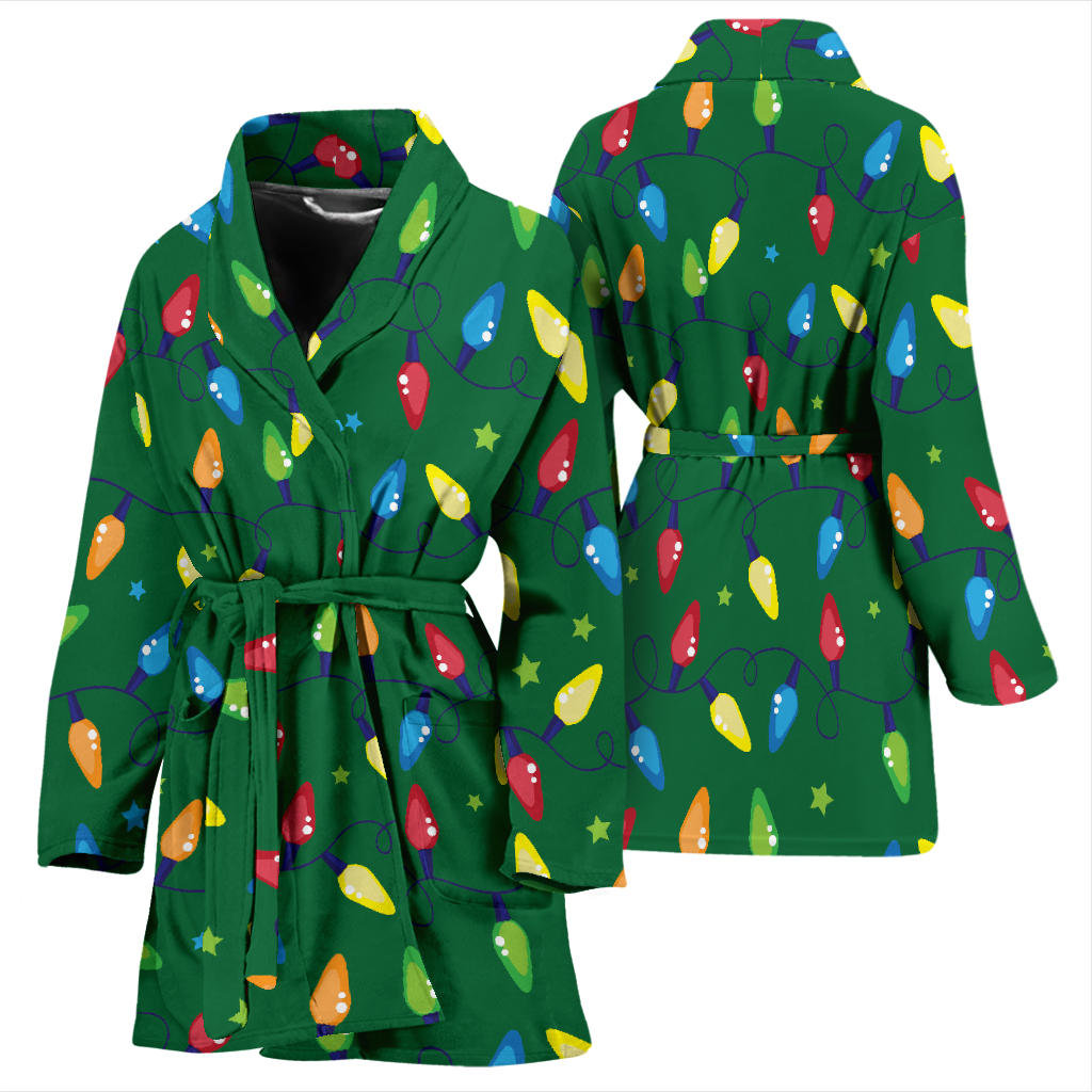 Christmas Light Pattern Print Design 02 Women Bathrobe