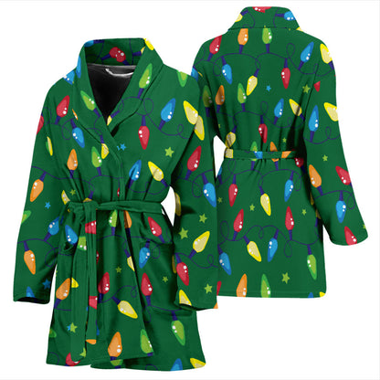 Christmas Light Pattern Print Design 02 Women Bathrobe