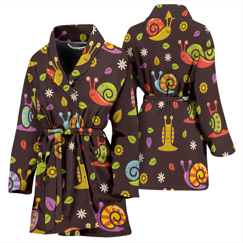 Snail Pattern Print Design 01 Women Bathrobe